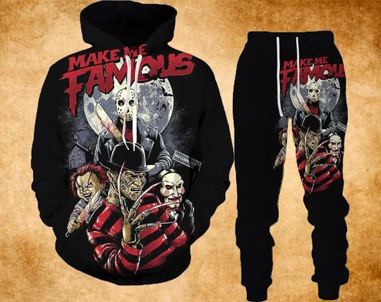 Discover Retro Horror Movies Characters 3D Hoodie And Leggings Set, Horror Halloween 3D Hoodie And Leggings Set, Lover Halloween 3D Hoodie.