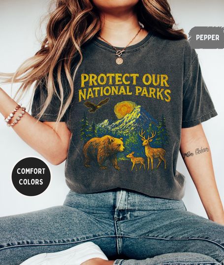 Discover Retro Protect our National Park T-shirt, Vintage Tee, Outdoor Adventure Shirt, Earth Day Gift, Nature Lover Top, Activist tee, Granola Girl