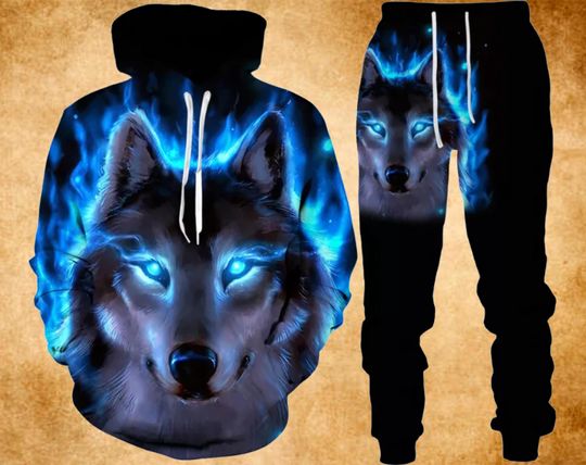 Discover Funny Wolf Galaxy 3D Hoodie And Leggings Set, Cute Wolf Galaxy 3D Hoodie And Leggings Set, Lover Wolf 3D Hoodie, Wolf Hoodie 3D.