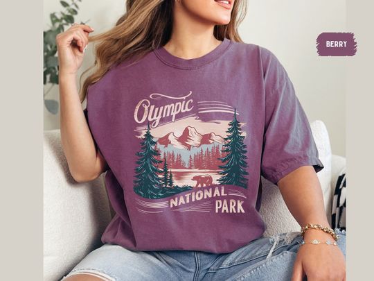 Discover Retro Olympic National Park Comfort Colors Shirt, Washington State Shirt Hiking tee PNW  Pacific tshirt Northwest gift Washington Souvenir
