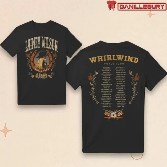 Discover NEW! Lainey Wilson Whirlwind World Tour Horseshoe 2025-2026 Merch T-Shirt Cotton