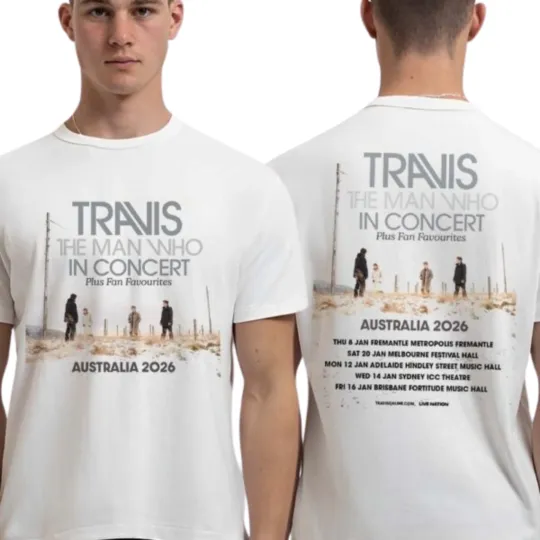 Discover Travis Band The Man Who Australia 2026 Concert Tour Dates Tee