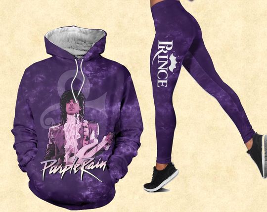 Vintage Prince Purple 3D Hoodie and Leggings Set