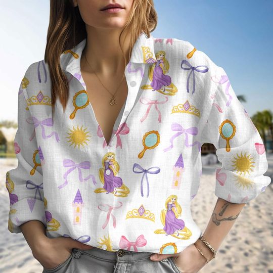 Discover Disney Rapunzel Women's Blouse - Tangled Princess Long Sleeve Shirt