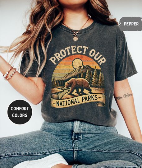 Retro Protect our National Parks T-shirt, Vintage National Parks Shirt, Nature Lover Gift, Eco-Friendly Tee, Outdoor Adventure Clothing
