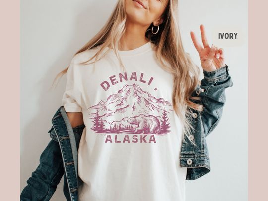 Discover Vintage Denali National Park Shirt, Alaska Mountain Comfort Colors Shirt Explore Alaska Adventure Tee Mt. McKinley Shirt Alaska Cruise Shirt