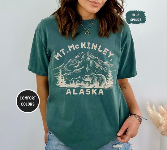 Discover Mount McKinley Comfort Colors T-shirt, Men's Women's Top Tee Shirt, Alaska Nature Lover Gift, Outdoor Adventure Clothing, Mountain Graphic