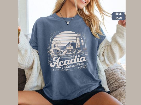 Discover Acadia National Park Comfort Colors Shirt, Retro Maine Shirt National Park Tee, Bar Harbor Tshirt Travel Tee Hiking shirt Granola Girl gift