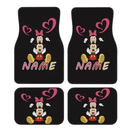 Discover Mickey Minnie Car Floor Mats Personalized Text Gift For Sedan SUV And Truck