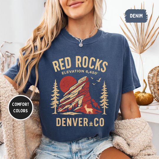Red Rocks Denver Colorado T-Shirt, Mountain Tee, Outdoor Lover Gift, Music Festival