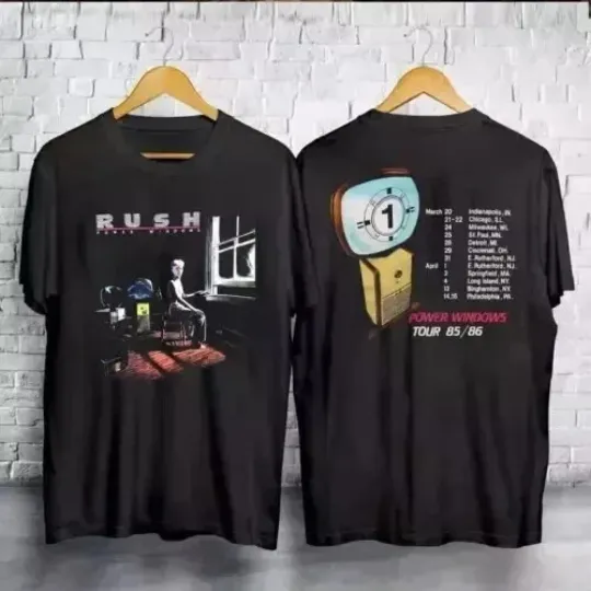 Rush Power Windows Tour 1985 T-Shirt Black Band Concert 80s Gift USA