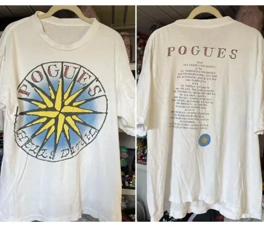 Discover The Pogues Band 2 side basic style Concert Tour T shirt classic
