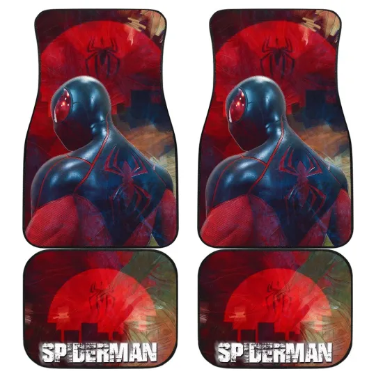 Spider Man Car Floor Mats Marvel Movie Gift Set For Fans SUV Sedan Truck Use