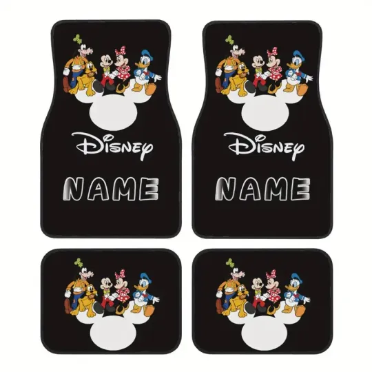 Mickey Mouse Car Floor Mats Custom Text Non-Slip Durable Gift For SUV Truck Use