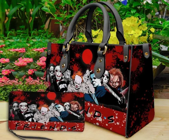 Discover Friends Horror Halloween Leather Handbag, Personalized Horror Leather