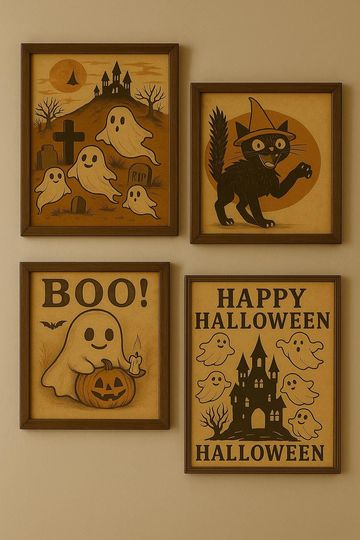 Vintage Halloween Poster, Printable Wall Art, Spooky , Retro Trick or Treat Home Dcor,