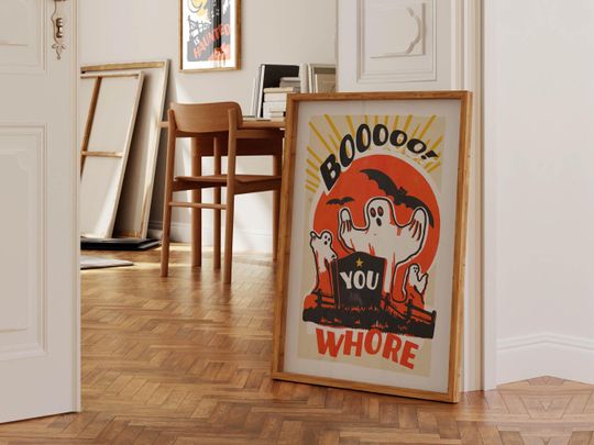 Funny Halloween Print Retro Halloween Art Poster Kitchen Wall Art Halloween Home Decor October Kitchen Decor Halloween Party Gift