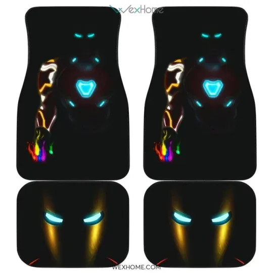 Iron Man Neon Endgame Suit Marvel Car Floor Mats Best Auto Decor