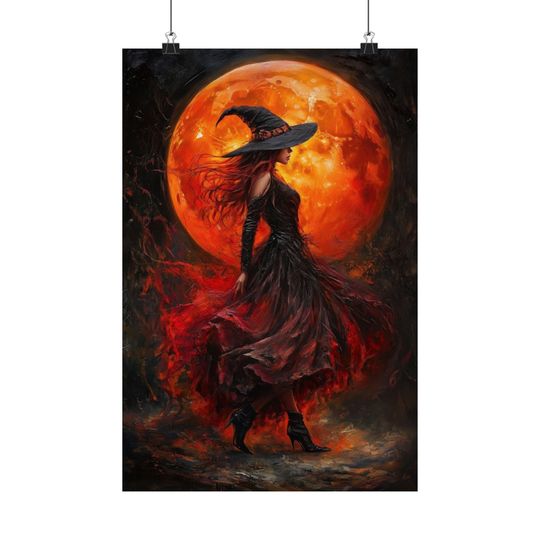 Witchy Poster, Home Decor, Matte Wall Art Print, Halloween Art, Vertical Print, Spooky Witch Decor, Gothic Art, Dark Fantasy