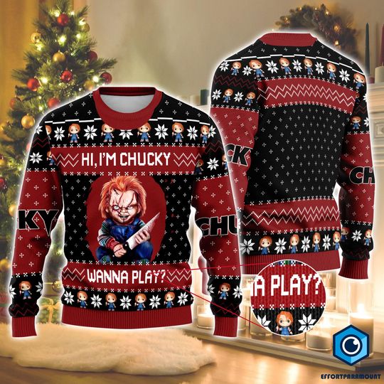 Horror Chucky Ugly Christmas Sweater, Killers Christmas Sweater, Halloween Friends Xmas Shirt, Horror Movie Shirt, Christmas Party