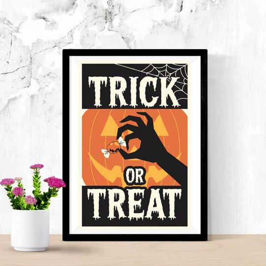 Discover Vintage Halloween Poster: Spooky Pumpkin Candy Silhouette