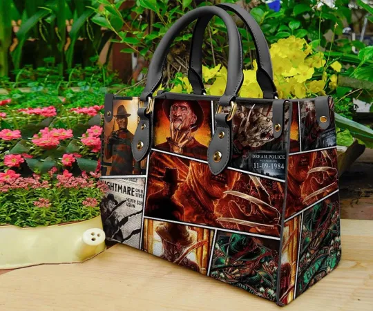 Discover rror Halloween Personalized Leather Handbag Wallet,Horror Movie Shoulder Bag