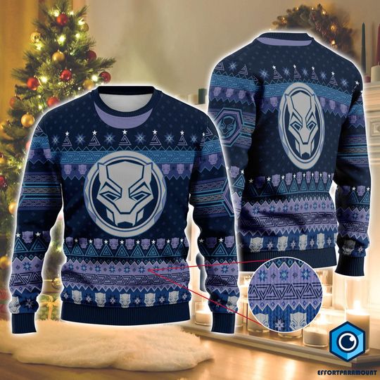 Black Panther Ugly Sweatshirt, Black Panther Wakanda Forever Christmas Sweater, King Of Wakanda Sweatshirt, Avengers Xmas Sweater