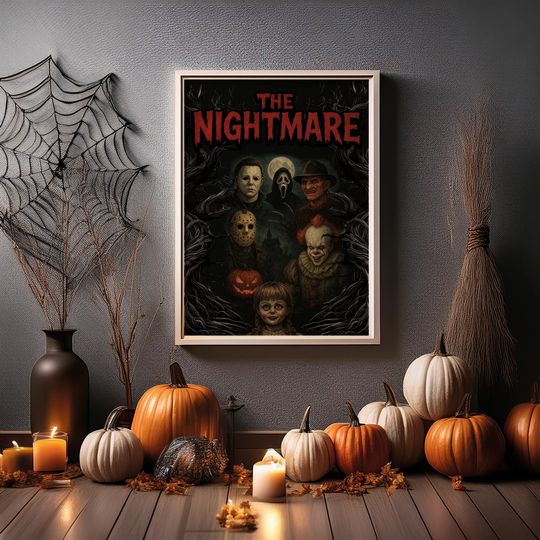 Horror Movie Character Poster: Halloween printable, Retro Halloween Wall Art