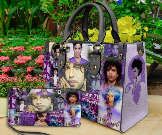 Discover Personalized Prince Pur Rain Leather Handbag, Prince Purple Woman Handbag,