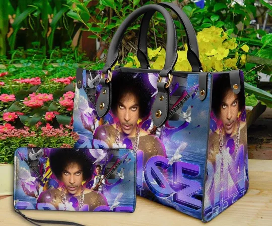 Discover Prince Pur Rain Personalized Leather Handbag, Prince Purple Woman Handbag,
