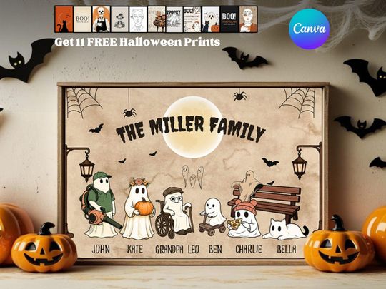 Discover Halloween family ghosts Halloween Family Portraits Personalized Halloween Photo Display Halloween Printable Wall Art Halloween Family Print