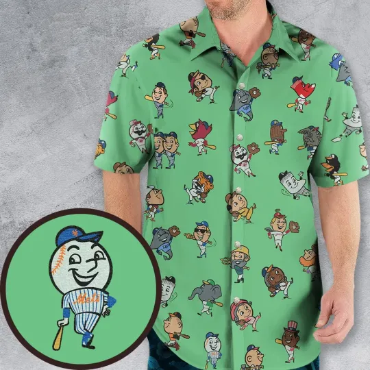 Discover Baseball Mascot Pattern Hawaiian Shirt