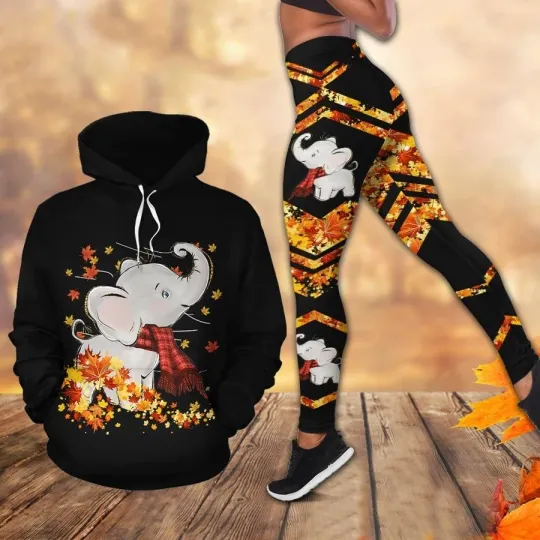 Hollow Hoodie 3D or Legging for Fan /Elephant Autumn-For Women