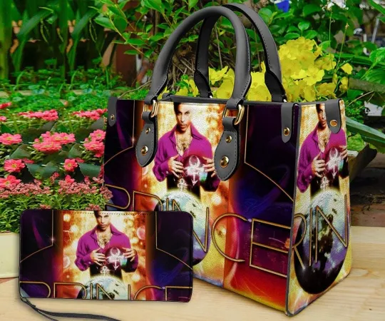 Discover Prince Pur Rain Personalized Leather Handbag, Prince Purple Woman Handbag,