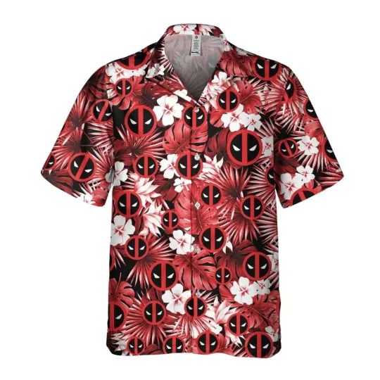 Deadpool Symbol Summer Floral Vacation Hawaiian Shirt