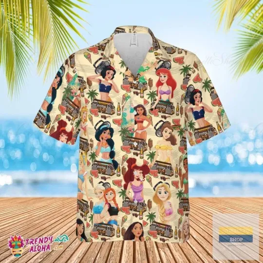 Discover Disney Princess Summer Swimming Hawaiian Shirts