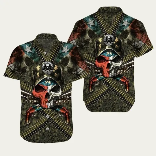 2nd amendment 1789 texass homeland security skull Hawaiian Shirt