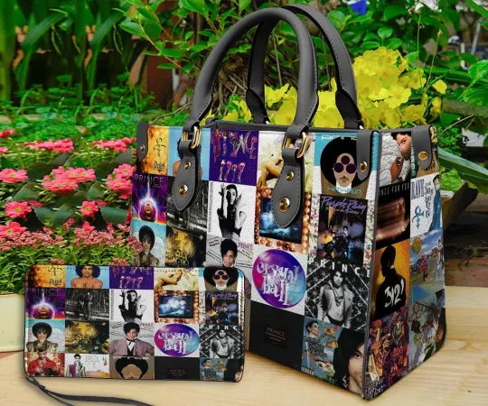 Discover Prince Pur Rain Personalized Leather Handbag, Prince Purple Woman Handbag,