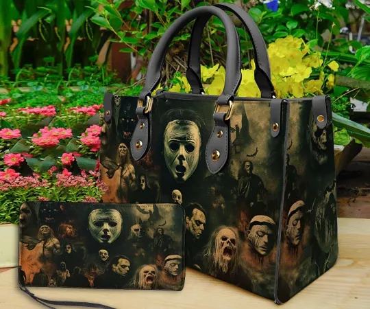 Personalized Horror Halloween Leather Handbag, Horror Leather Bag,