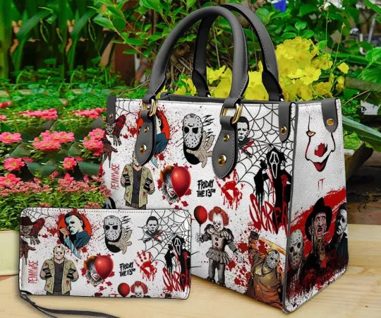 Discover Personalized Horror Halloween Leather Handbag & Wallet, Horror Leather Bag,