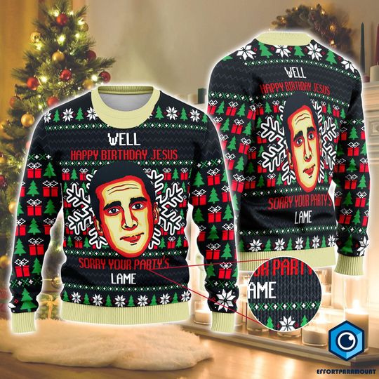 Michael Scott Ugly Xmas Sweater Shirt | The Office Xmas Sweatshirt | Well Happy Birthday Jesus Sorry Your Party'S So Lame Sweater