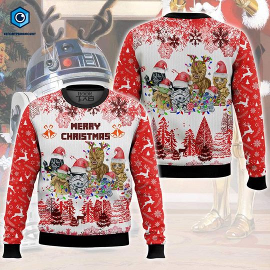 Discover Galaxy'S Edge Ugly Christmas Sweater, Starwar Merry Christmas Sweater, Mandalorian Yoda Stormtrooper Christmas Sweater, Christmas Gift