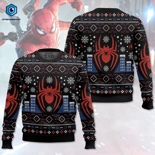Discover Spiderman New York Aranea Ugly Christmas Sweater, Spider Man Christmas Sweater, Spider Man Movie Sweater, Super Hero Christmas Sweater