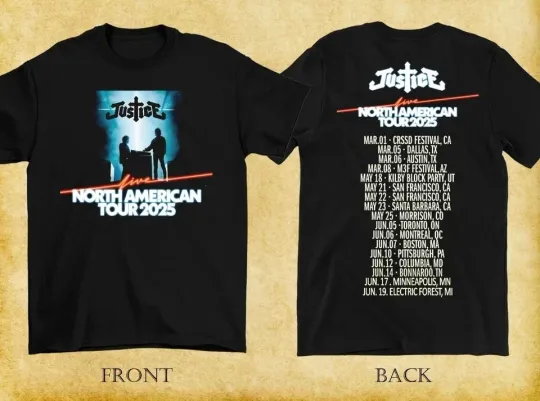 Discover 2 sides Justice Band American Tour 2025 Shirt