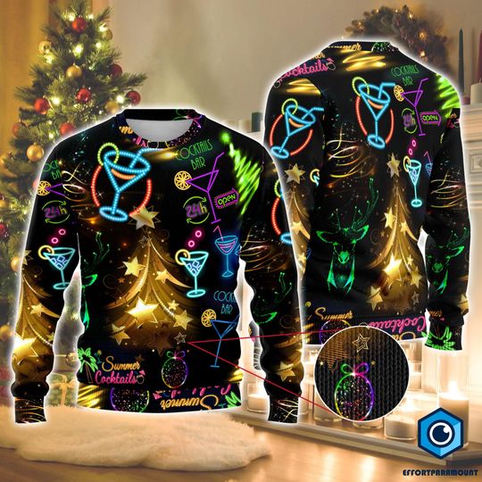 Discover Christmas Bright Neon Lighting Ugly Sweater, Santa Claus Ugly Christmas Pattern Gift, Santa Neon Lighting Sweatshirt, Merry Christmas Shirt