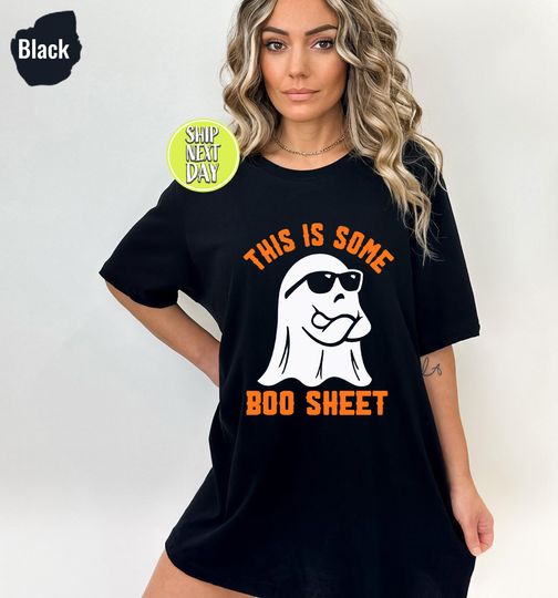 Discover Spooky Halloween T-Shirt: This is Some Boo Sheet Shirt, Cute Ghost Tee, Spooky Season Shirt -HC78