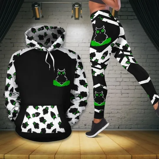 Discover Hollow Hoodie 3D or Legging for Fan /Black Owl-For Women