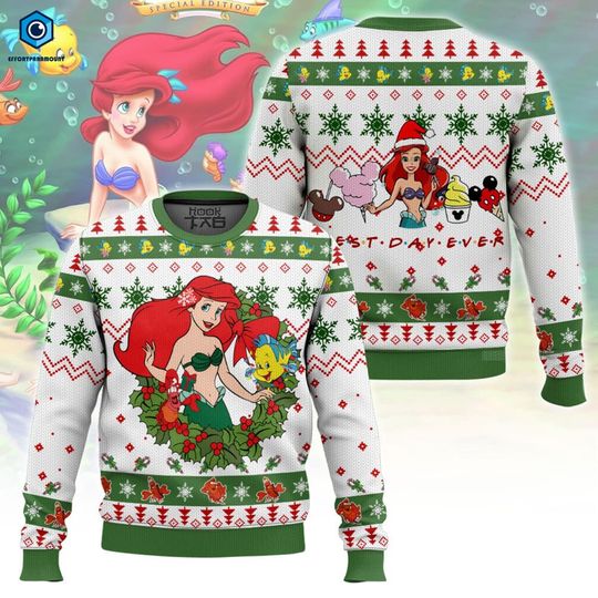 Discover Ariel The Little Mermaid Disneyland Princess Christmas Ugly Sweater, Little Mermaid Sweater, Ariel Princess Sweater, Disneyland Princess