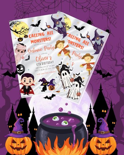 Discover Editable Halloween Costume Party Invitation Spooktacular Bash