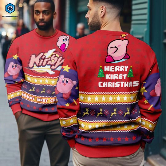 Discover Kirby Ugly Sweater | Kirby Video Game Ugly Christmas Sweatshirt | Kirby Christmas Sweatshirt | Funny Fall Sweatshirt